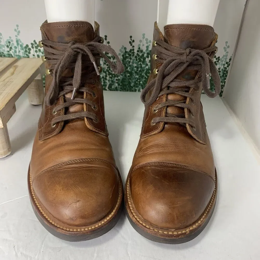 J. Crew Burnished Brown Leather Goodyear F4446 Welt Men’s Boots Size 9